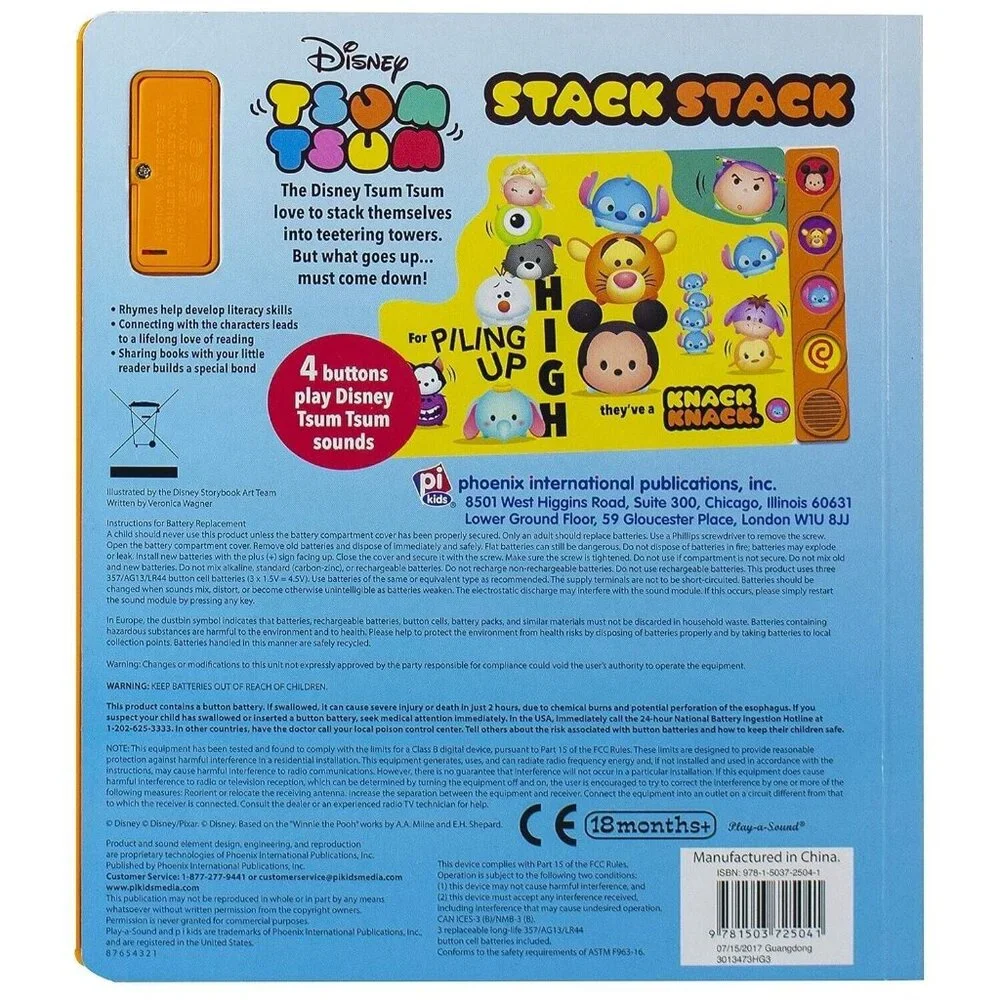 Tsum Tsum Stack Stack Disney Sound Book Children's Interactive Press Play Baby